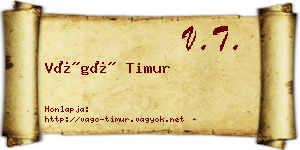 Vágó Timur névjegykártya